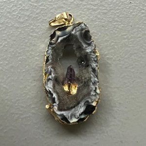 Amethyst & Agate Slice Pendant
